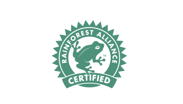 レインフォレスト・アライアンスのカエル描かれた緑のマーク